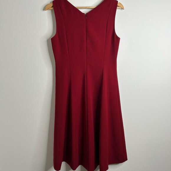 Theory Dress Womens 8 Red Sleeveless‎ V-Neck A-Line Fit & Flare Lined Cocktail - Picture 4 of 9